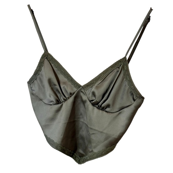 REBEL FLOW Sage Green Satin Top size Medium - Picture 2 of 5